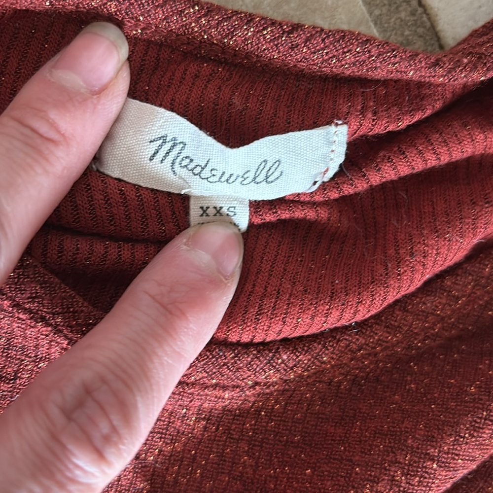 Madewell Sparkly Red Ruffle Flutter Shoulder Top - image 4